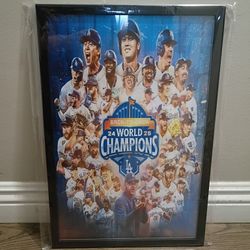 Los Angeles Dodgers 2025 World Series Champions Framed Poster 12x18