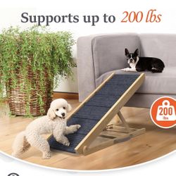 PATHOSIO Dog Ramp for Bed Portable Dog Ramp for Couch, Folding Dog Ramp for All Breeds Real Wooden Ramp for Dogs To Get on Bed, Adjustable Large Dog B