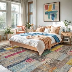 8x12 Washable Area Rug – Colorful Adoni Pattern – Excellent Condition