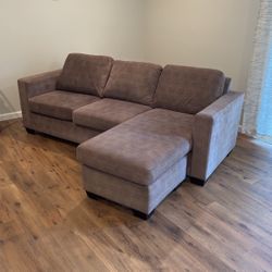 Brown Stanton Sofa With Chaise Lounge