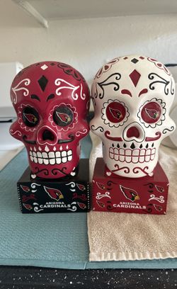Arizona Cardinal Sugar Skull Statues
