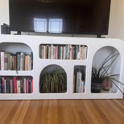 White Cutout Storage Console