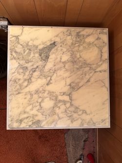 White Carrara 28” square marble table