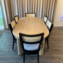 Wooden dining table with 6 chairs