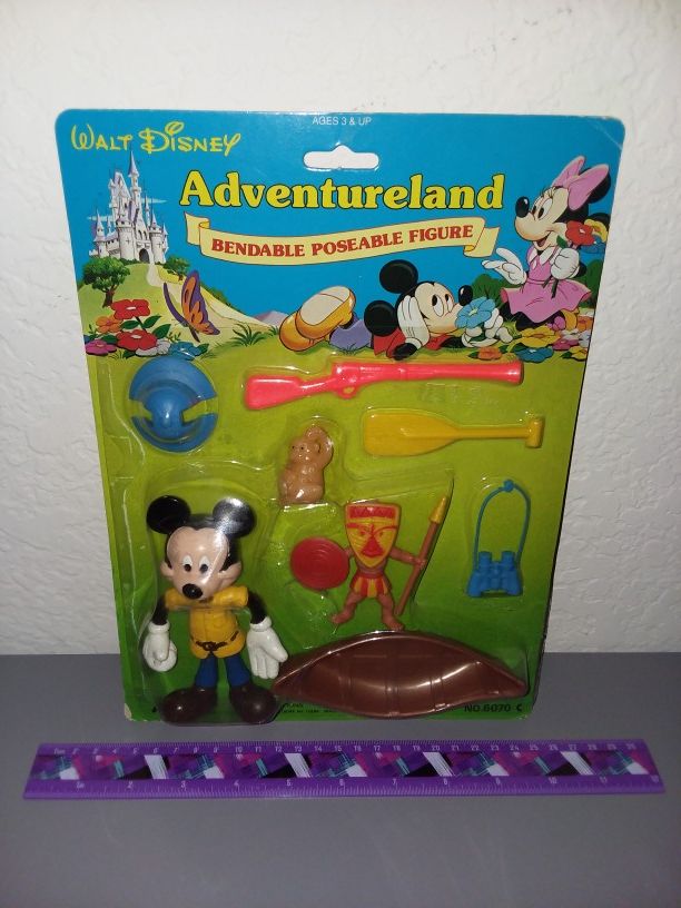 VINTAGE DISNEY ADVENTURELAND MICKEY MOUSE BENDABLE POSEABLE FIGURE PLAYSET