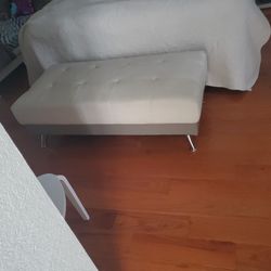 White and grey Ottoman - some damage