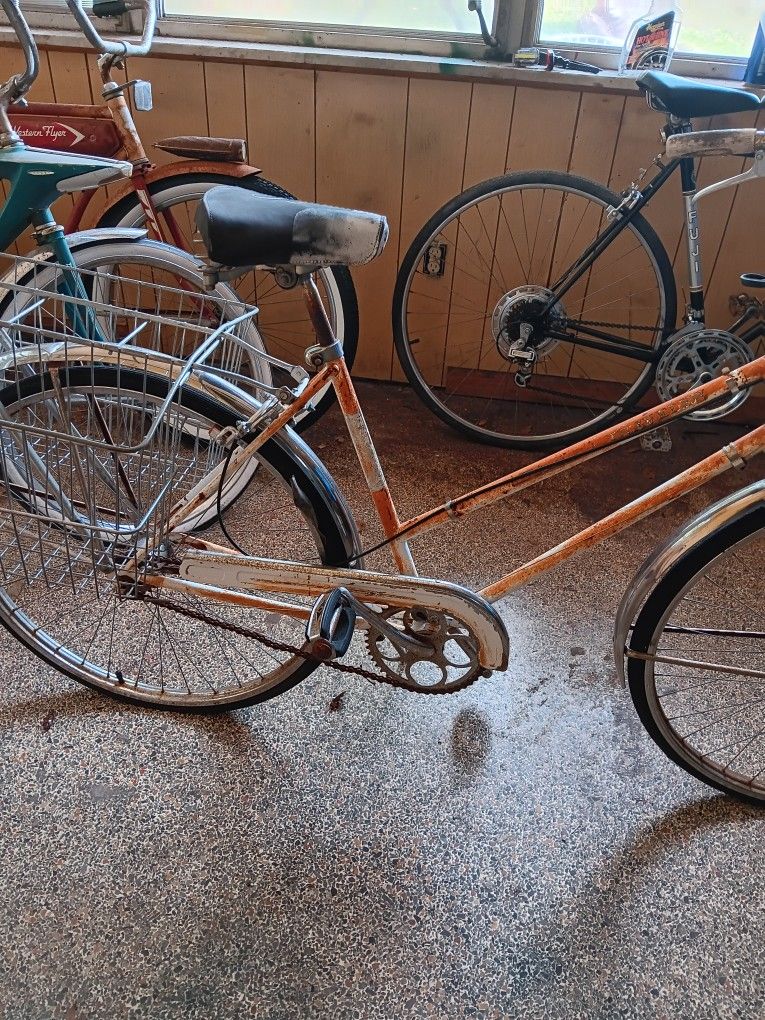 Schwinn Ladies Or Men's Bikecycle With Double Basket On Bike 1970 Model Nice Bike Needs Tlc