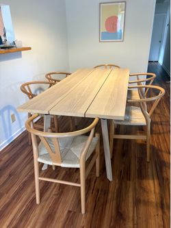 IKEA Ypperlig Dining Table & 6 Poly & Bark Weave Chairs