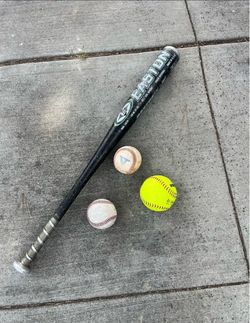 Baseball Bat & Balls - In Very Good Condition. Youth Magnum Easton 28 Inch & 21 Oz. with 2-1/4 Inch Diameter Barrel Baseball-7 Bat. Model: LK16.