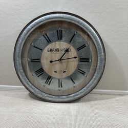 Rustic Silver Large Wall Clock