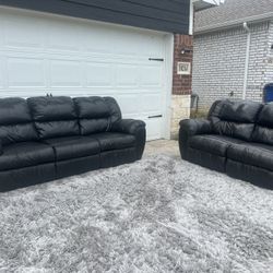 Black Sofa And Loveseat Leather Recliner ! 🚚✅