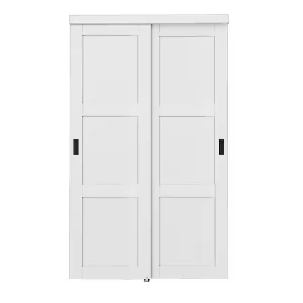 48 in. x 80 in. Paneled 3-Lite Blank Pattern White Primed MDF Sliding Door