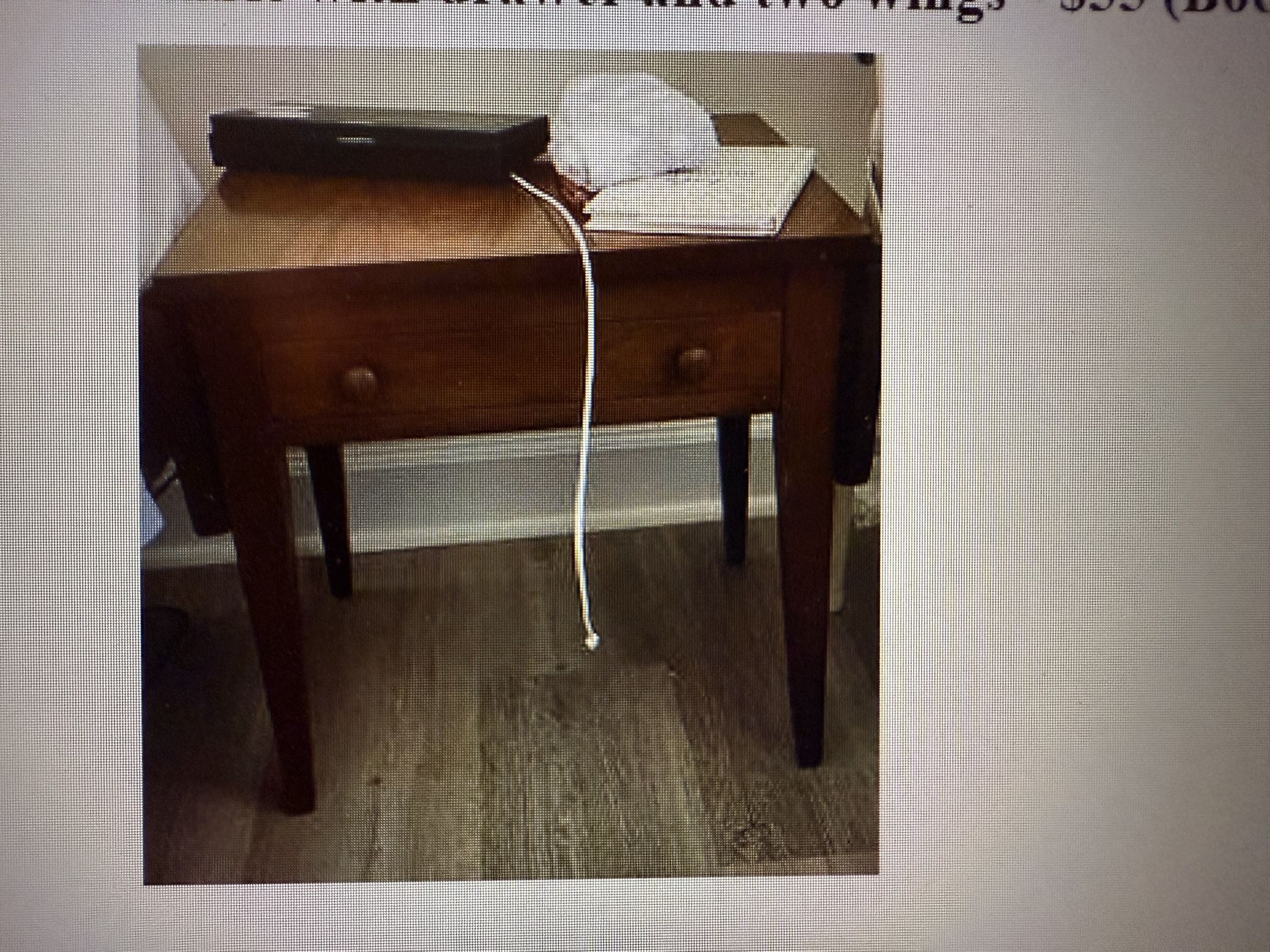 Antique,Low, End Table With Drawer And Two Wings