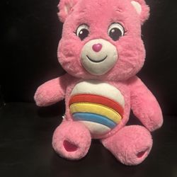 CARE BEAR CHEER BEAR, 10" PINK PLUSH, RAINBOW BELLY 