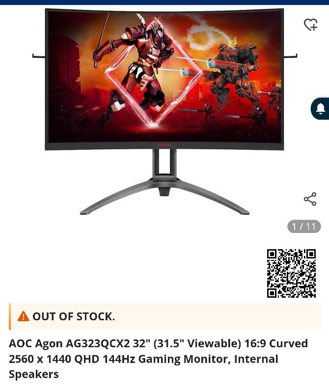 32" Monitor Curved QHD 144Hz