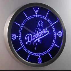 Los Angeles Dodgers Neon Sign LED Wall Clock (New)