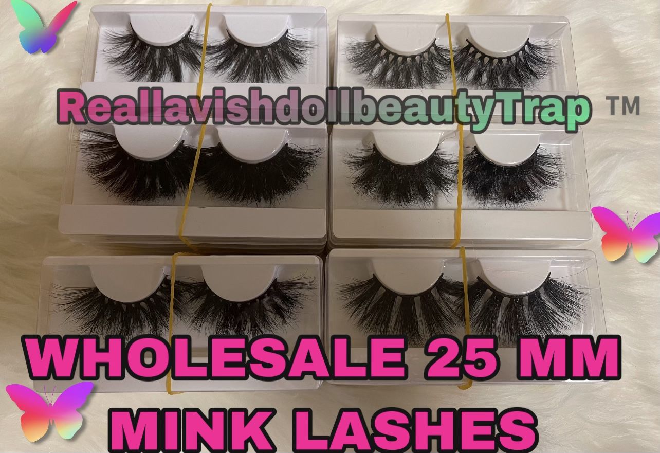 Wholesale 10 Pairs Lot 25mm Mink Eyelashes