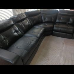 SECTIONAL 💯% LEATHER RECLINER ELECTRIC BLACK COLOR.. DELIVERY 🚚 SERVICE AVAILABLE 🚚💥🚚✅