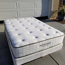 Asom FULL Size Avacqdo Mattress With Matching Box Spring Plus Metal Frame & Pillow Top Mattress Cover 