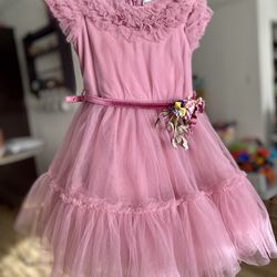 Monnalisa Tulle Flower Dress 4 Years Old Girl
