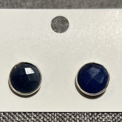 Sterling Silver Sapphire Stud Earrings New