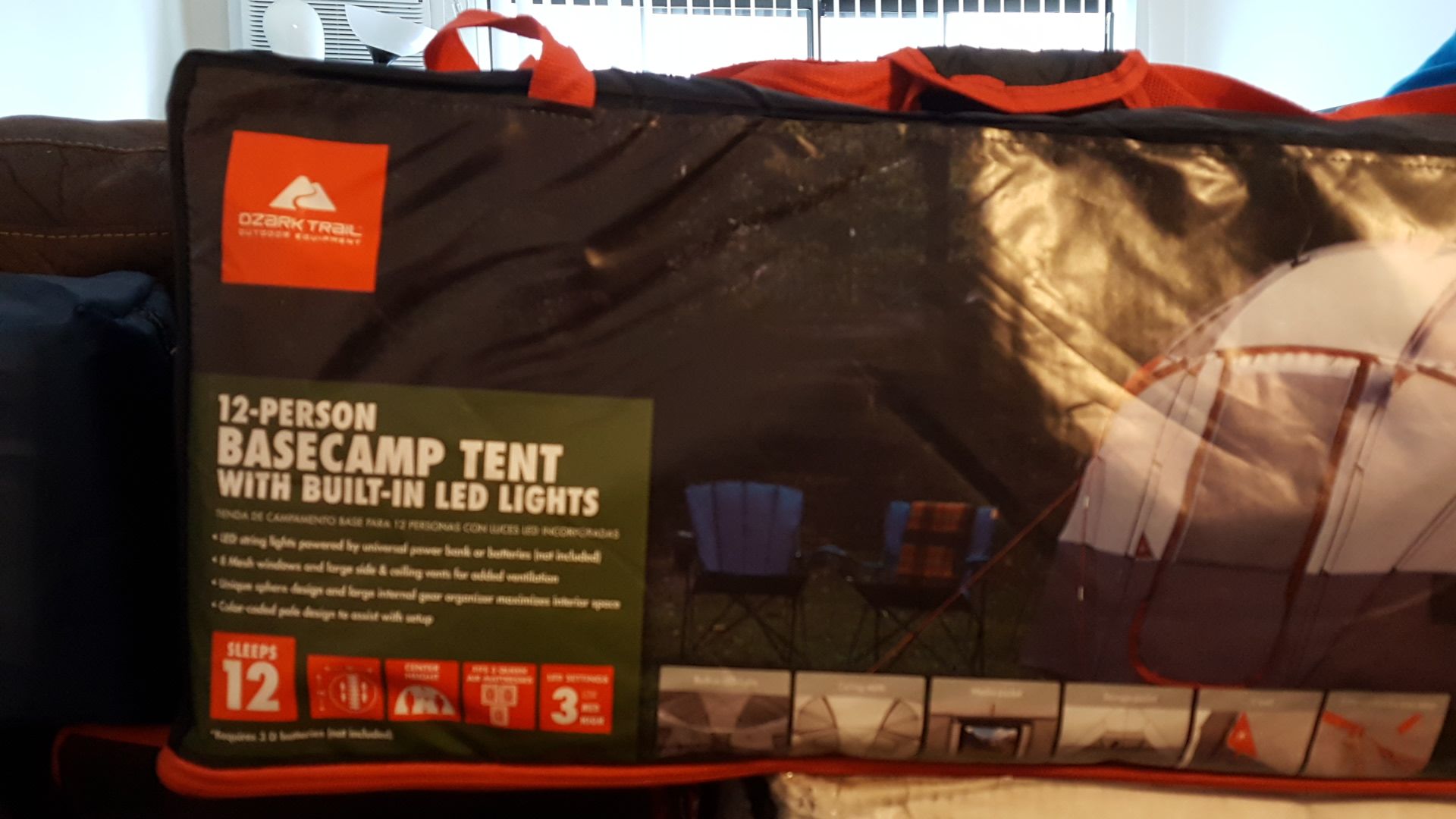 12 person Basecamp tent with built-in LED Lights