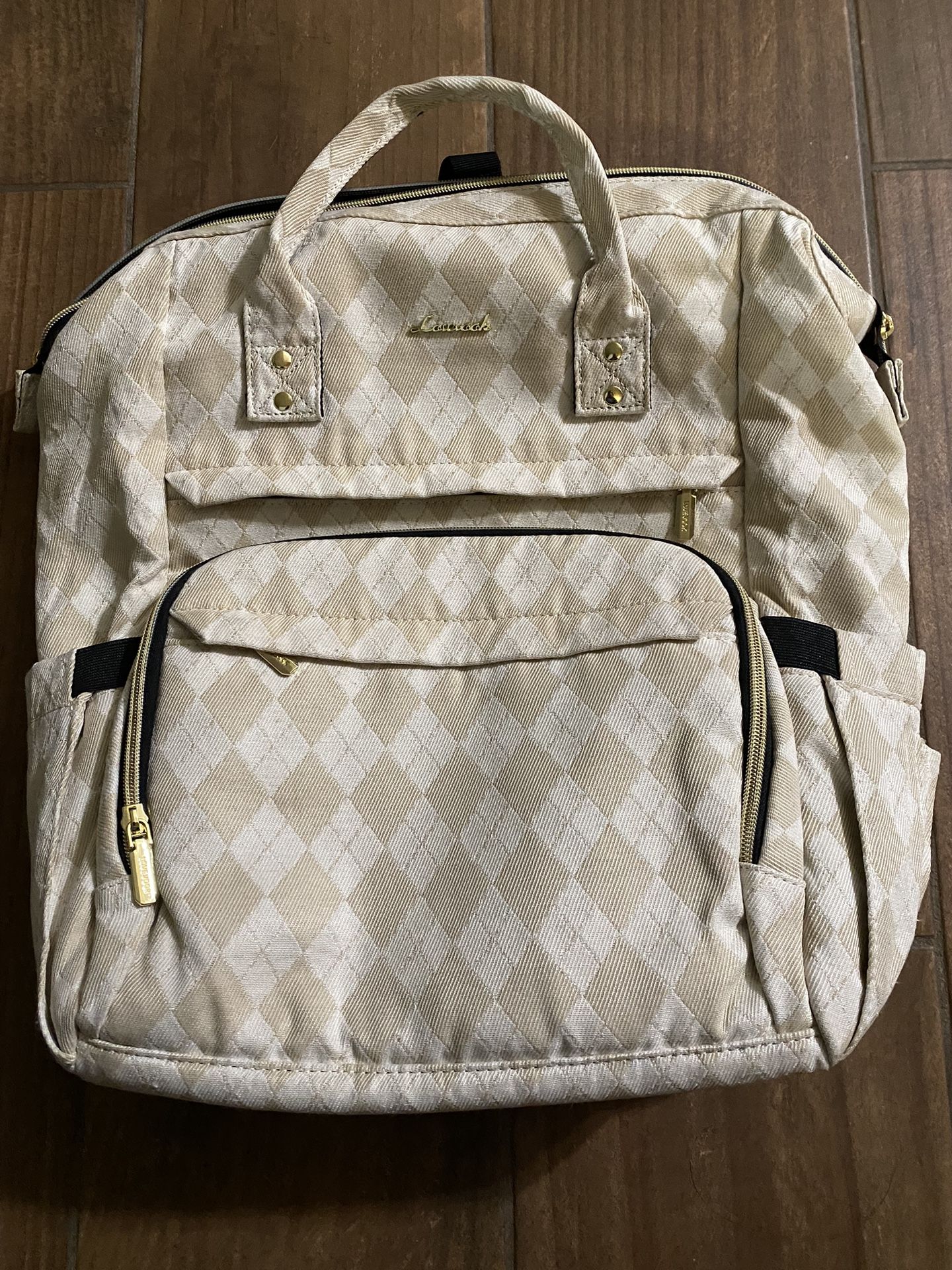 LOVEVOOK Laptop Backpack for Women, 17 inch, Brown Diamond Check
