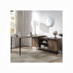 A Rectangular Desk with A Storage Cabinet