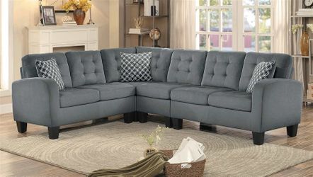 Brand grey linen corner sectional