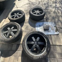 22 Inch Black  Rims And Tires 