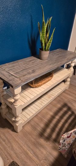 Farmhouse-style sofa table