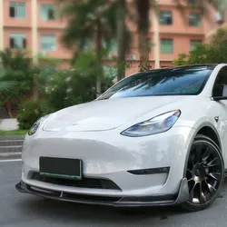 BRAND NEW 2020-2024 Tesla Model Y V Style Front Bumper Lip Real Carbon Fiber