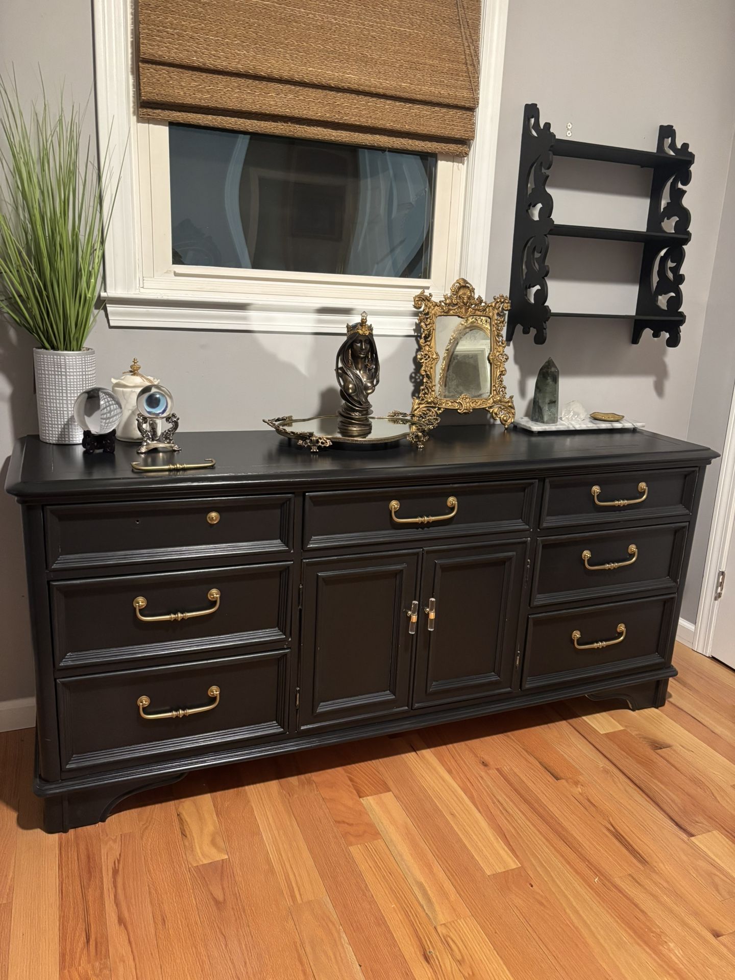Vintage Bernhardt Oak and Yew Solid Wood Dresser or Credenza
