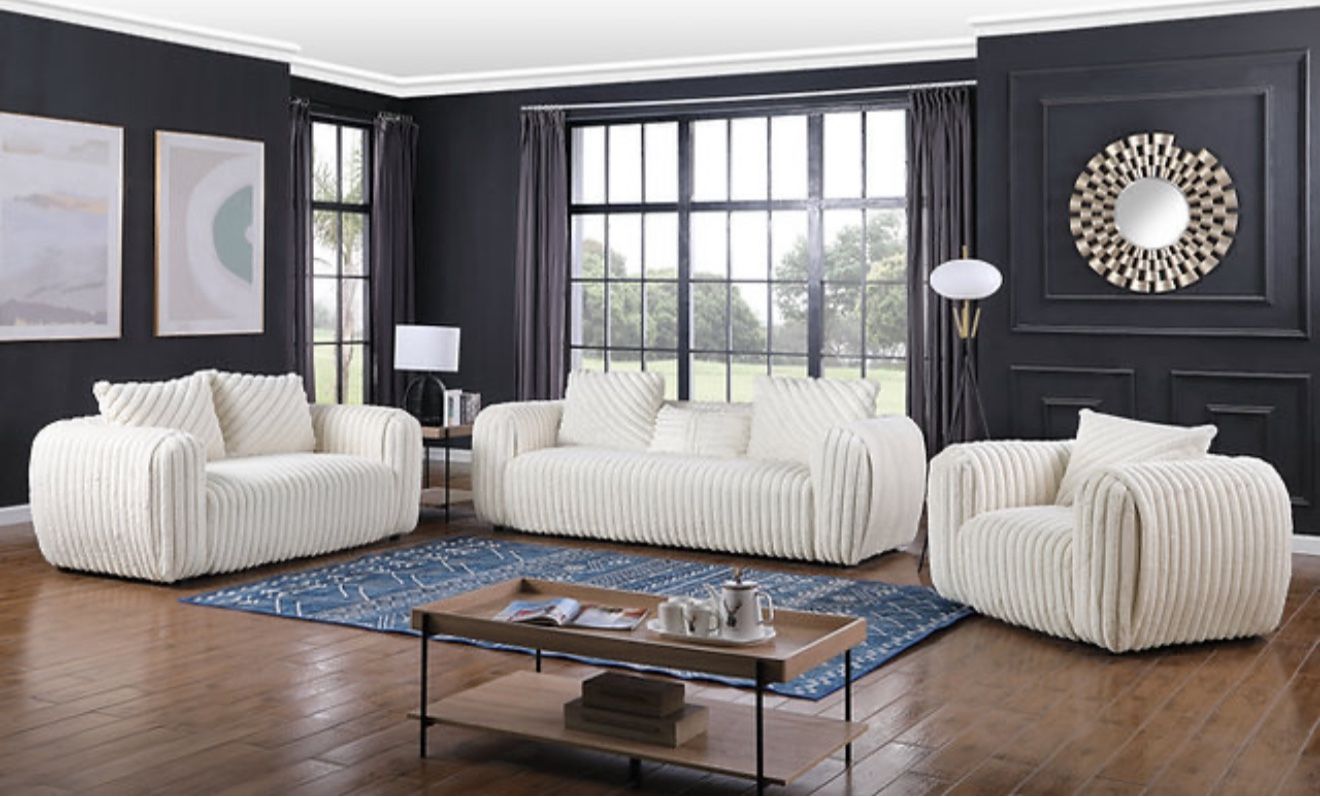 Eli White Sofa And Loveseat