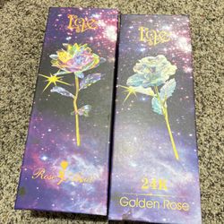 24K Golden Plated Crystal Rose