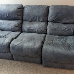 Graphite Blue-Gray Microfiber Power Reclining Sofa