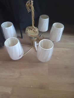 5-Light Gold Chandelier with White Fabric Shades