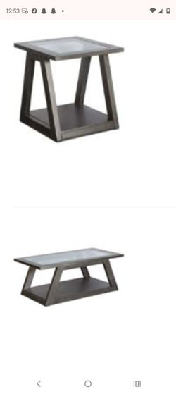 Gray Wood and Glass Coffee and End Table Set