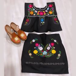 Embroidered Skirt And Shirt 
