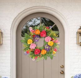Briful 23 Inch Spring Floral Wreaths for Front Door, Realistic Artificial Peonie