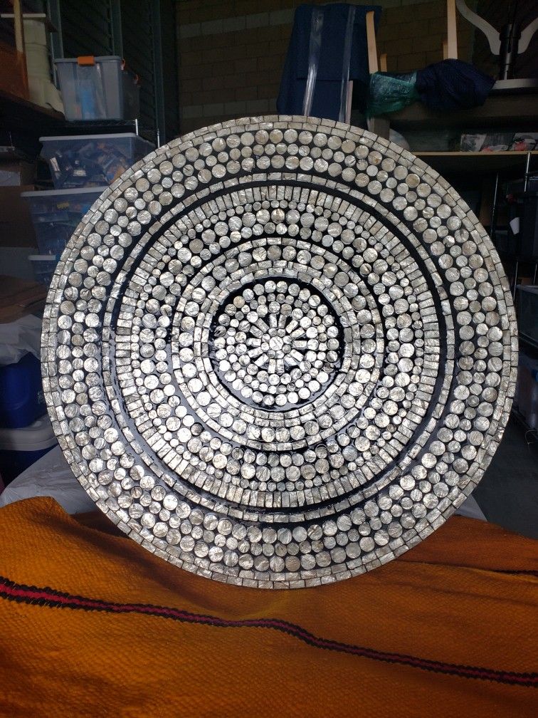 32" Diameter Capiz Shell Side Table