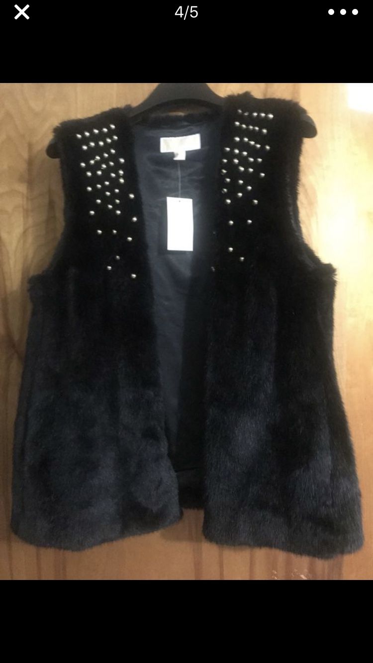New Michael Kors Fur Vest Size L