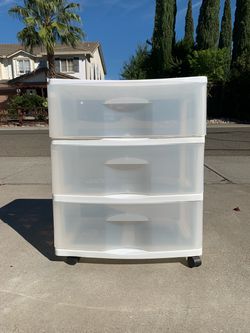 Wide 3-Drawer Storage Trolley, Plastic Rolling Cart