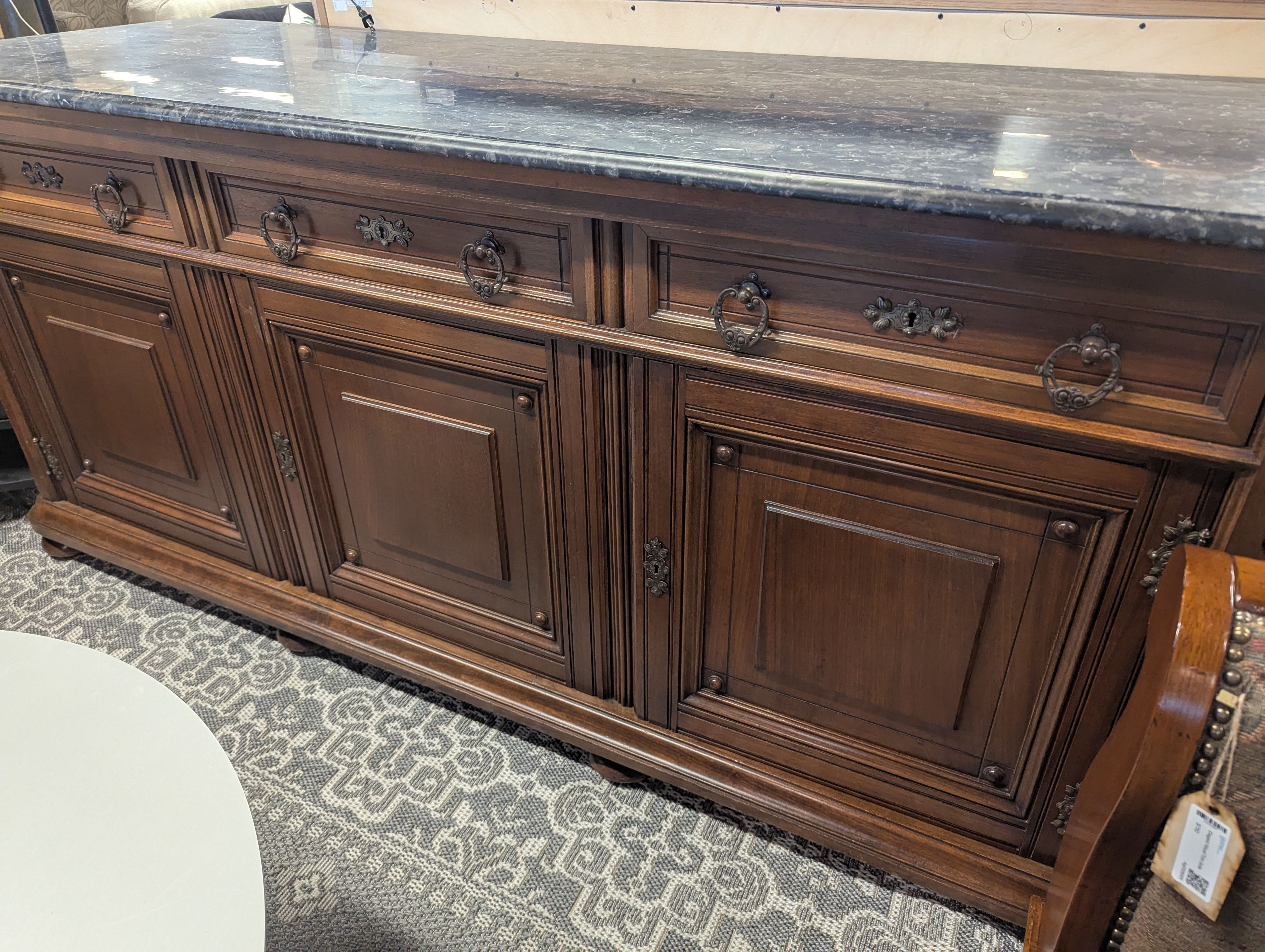 Granite Top French Revival Sideboard