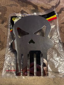 Chrome steel skull cutout with welded studs large