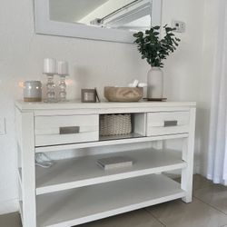 White Console Table “sliding Drawer’s”