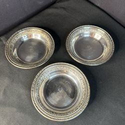 Set Of 3 Vintage Reed & Barton Silver Plate #1201 6.25" nut bowl candy dish