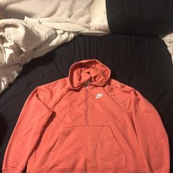 Nike Womens Half-Zip Hoodie L Salmon Red