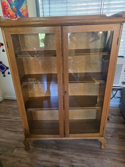 Antique Glass door cabinet with key