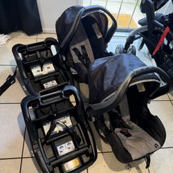 Baby Trend Double Stroller And 2 Car seats 